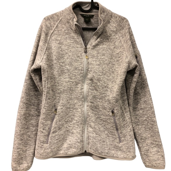 Eddie Bauer Tops - Eddie Bauer Fleece Jacket Full Zip Gray zipper pockets Women's Size Medium